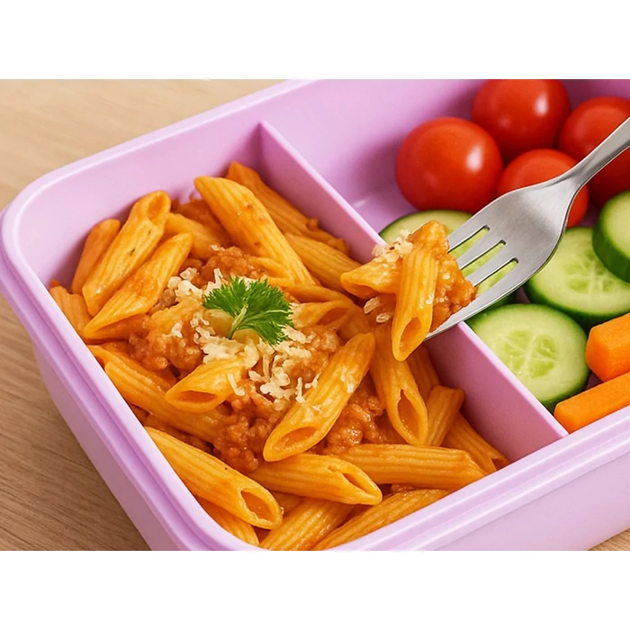 Ebéddoboz 2 rekesszel és evőeszközökkel, lila