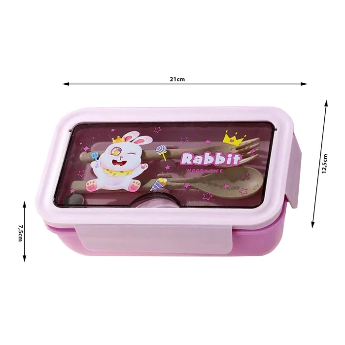 Ebéddoboz 2 rekesszel és evőeszközökkel, lila