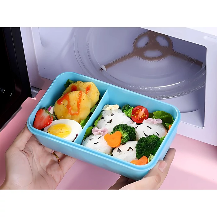 Étkeződoboz vizespalackkal és evőeszközökkel gyerekeknek, kék