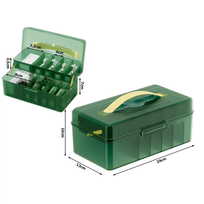 11 rekeszes szervező láda fedéllel és fogantyúval