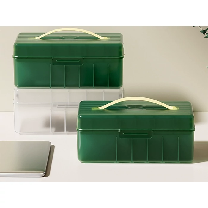 11 rekeszes szervező láda fedéllel és fogantyúval