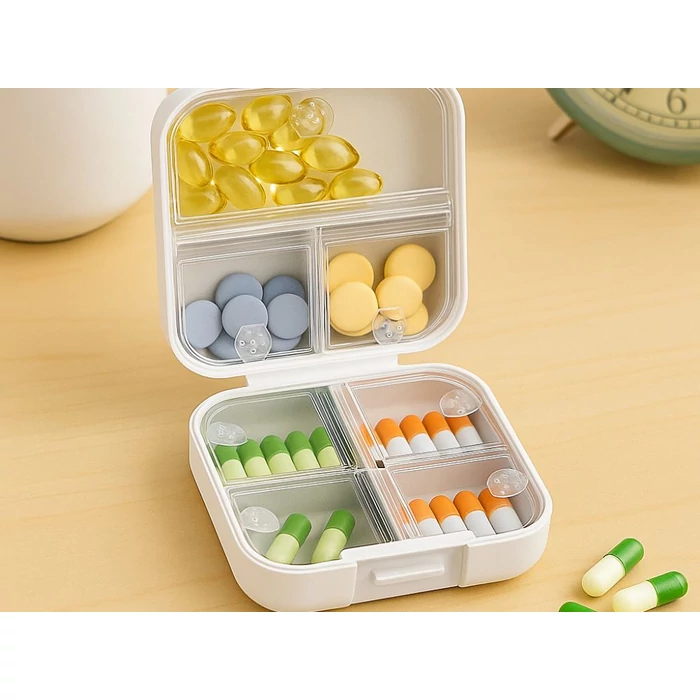 7 rekeszes gyógyadagoló doboz, 8 x 7.5 x 3.5 cm