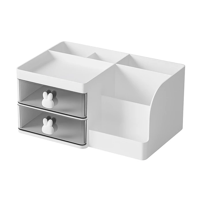 Rekeszes, fiókos asztali szervező kis tárgyakhoz