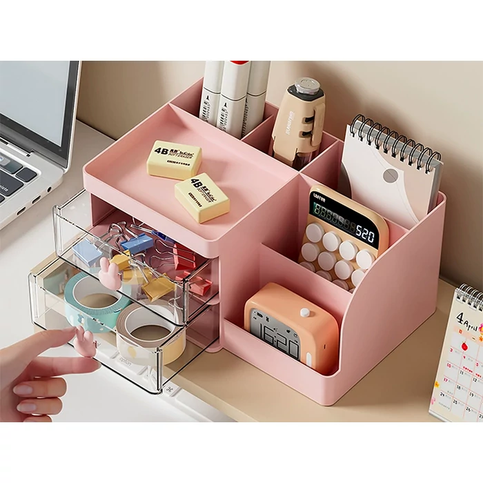 Rekeszes, fiókos asztali szervező kis tárgyakhoz