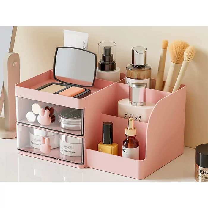 Rekeszes, fiókos asztali szervező kis tárgyakhoz