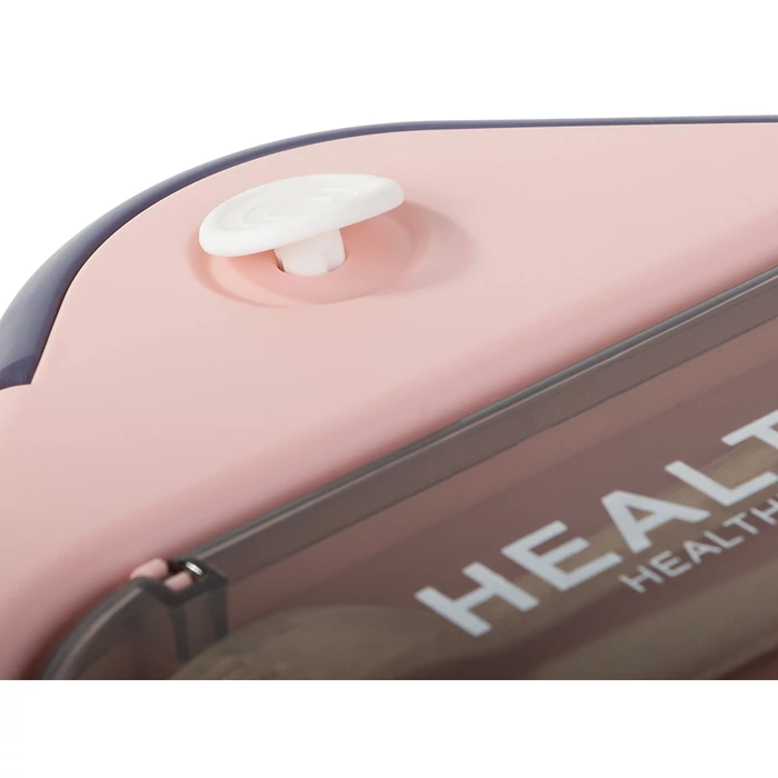 Ételszállító doboz 3 rekesszel, evőeszközökkel, rózsaszín