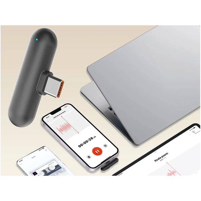 Vezeték nélküli csiptetős mikrofon UCB-C vevőkészülékkel, 2 db