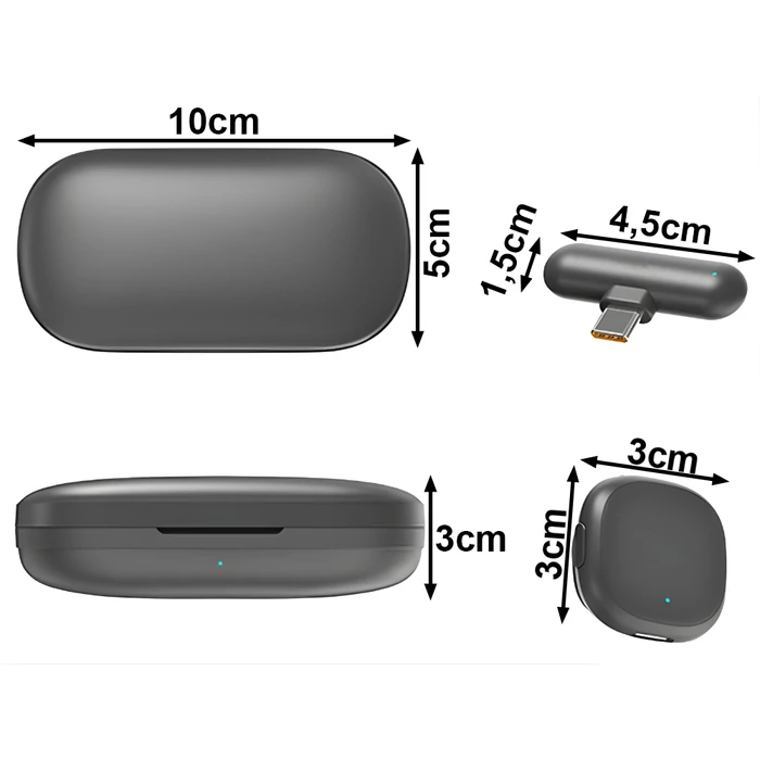 Vezeték nélküli csiptetős mikrofon UCB-C vevőkészülékkel, 2 db