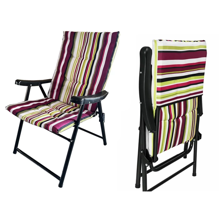 Összecsukható kempingszék, sokszínű csíkos