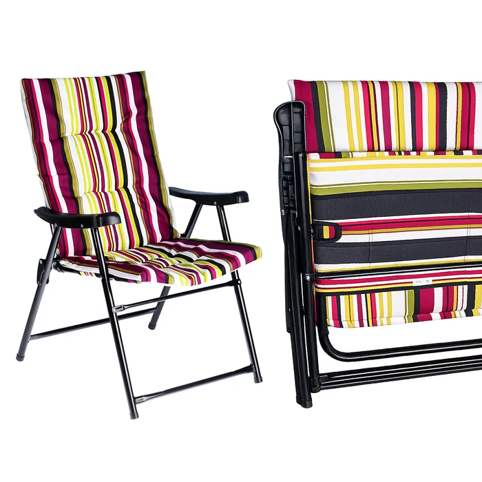 Összecsukható kempingszék, sokszínű csíkos