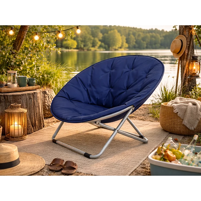Összecsukható kerek kerti szék, sötétkék