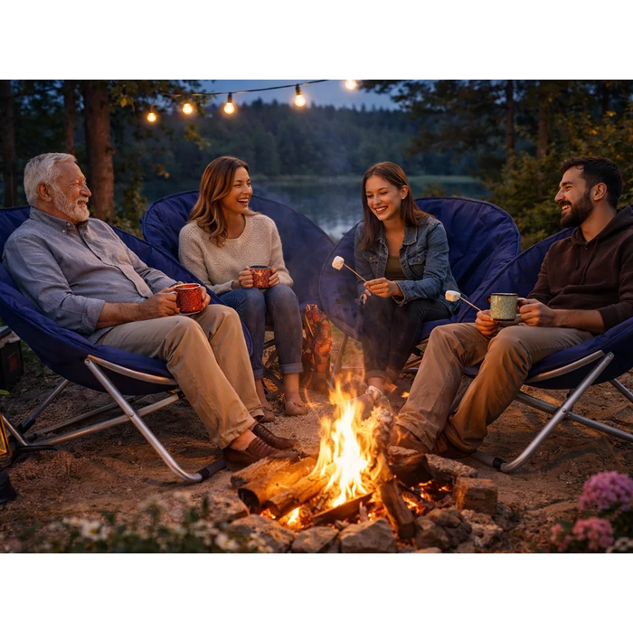 Összecsukható kerek kerti szék, sötétkék