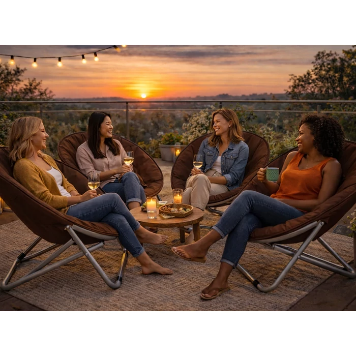 Összecsukható kerek kerti szék, barna