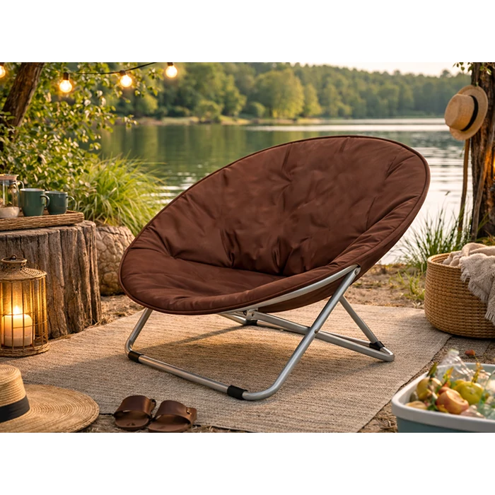 Összecsukható kerek kerti szék, barna