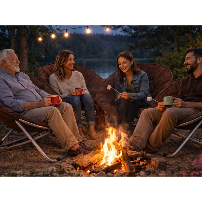 Összecsukható kerek kerti szék, barna