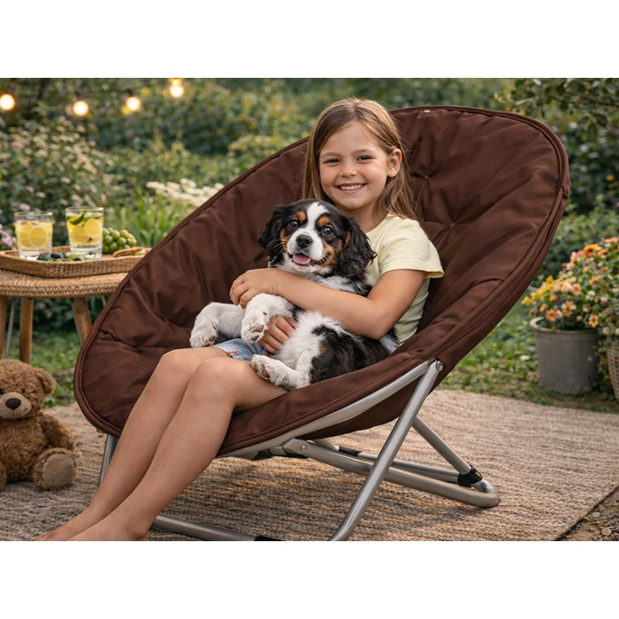 Összecsukható kerek kerti szék, barna