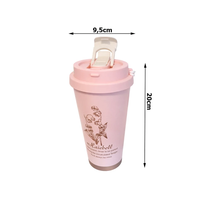 Termoszpohár szívószállal, 530 ml, rózsaszín