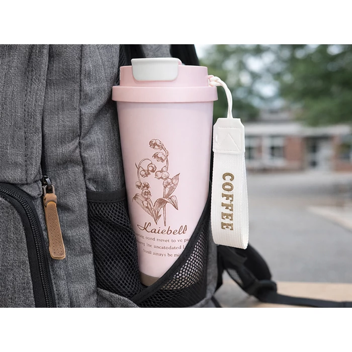 Termoszpohár szívószállal, 530 ml, rózsaszín