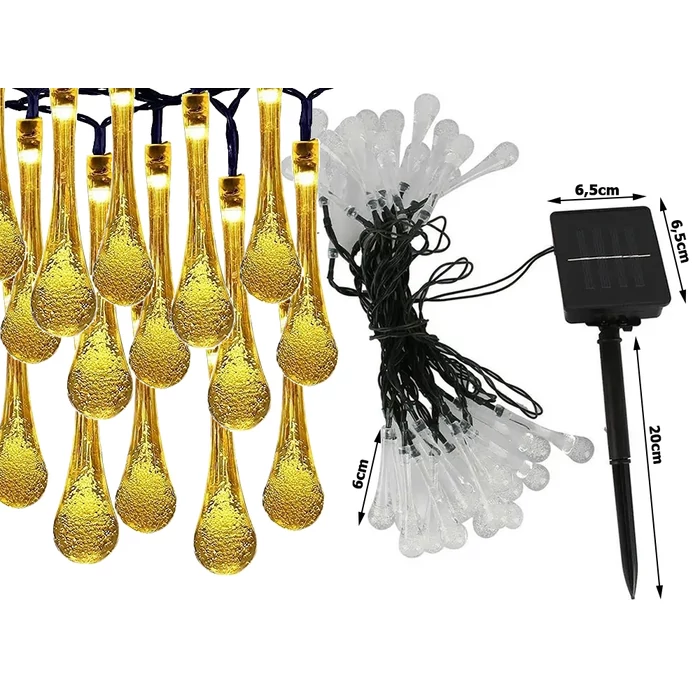 Napelemes kerti jégcsap füzér, 50 LED