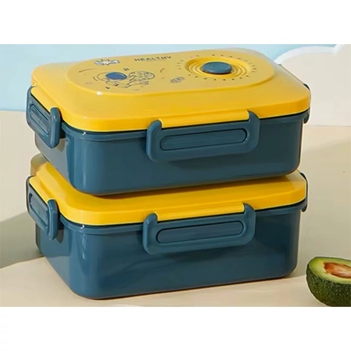 3 rekeszes ételhordó evőeszközökkel, zöld