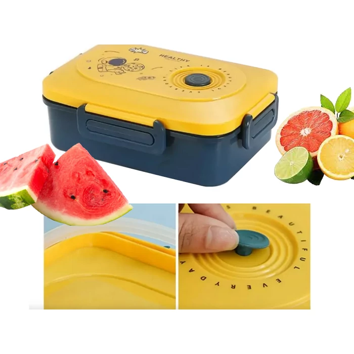 3 rekeszes ételhordó evőeszközökkel, zöld