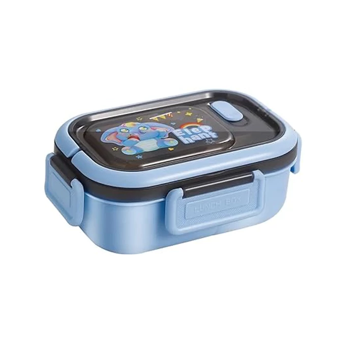 3 rekeszes étkeződoboz evőeszközökkel, kék