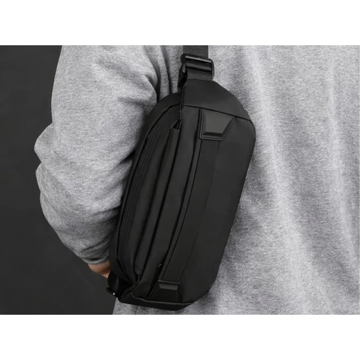 2 rekeszes férfi övtáska, fekete