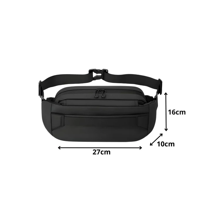 2 rekeszes férfi övtáska, fekete
