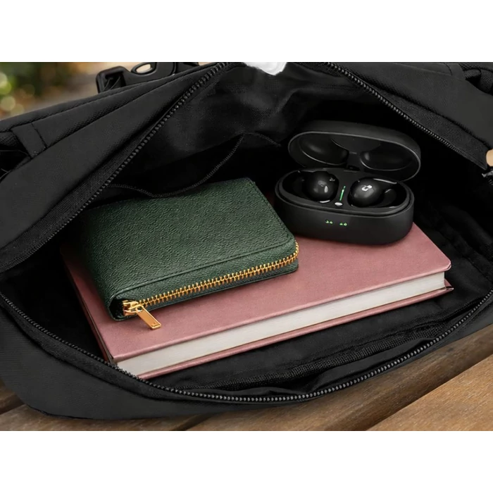 2 rekeszes férfi övtáska, fekete