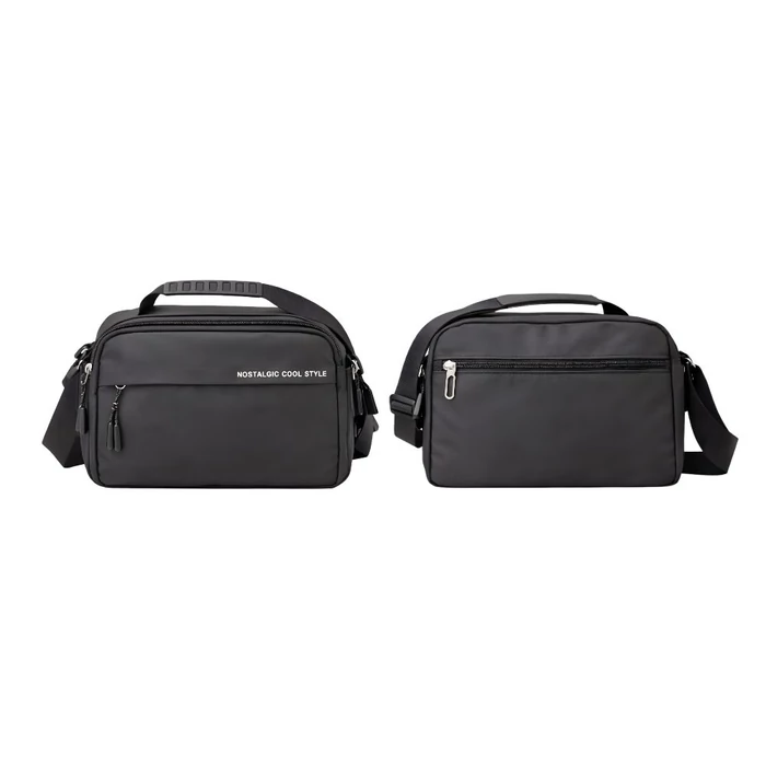 Férfi válltáska 4 cipzáras rekesszel, fekete