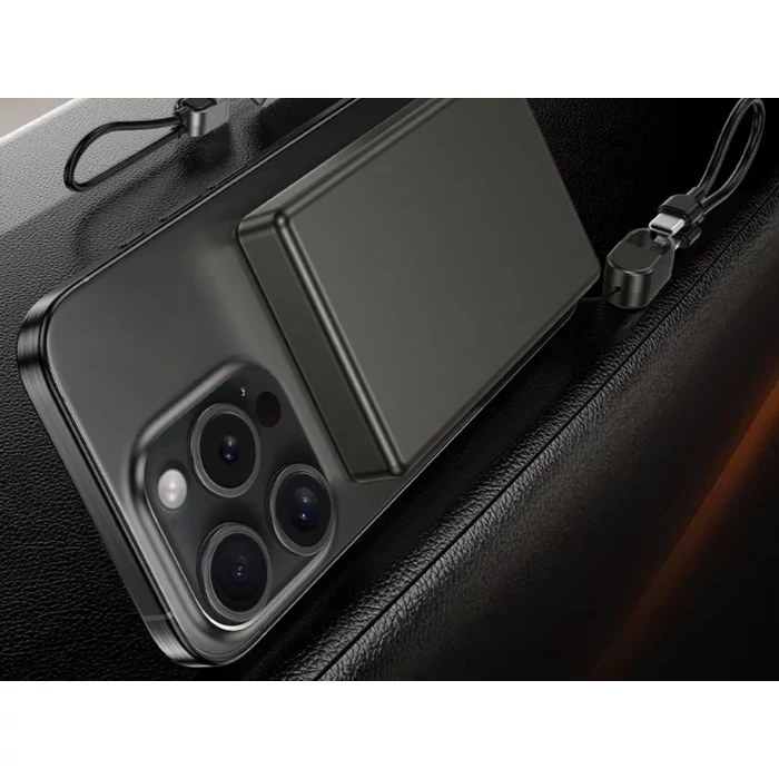 Powerbank vezeték nélküli töltési funkcióval, USB-C és Lightning, 10000 mAh, 20W, szürke