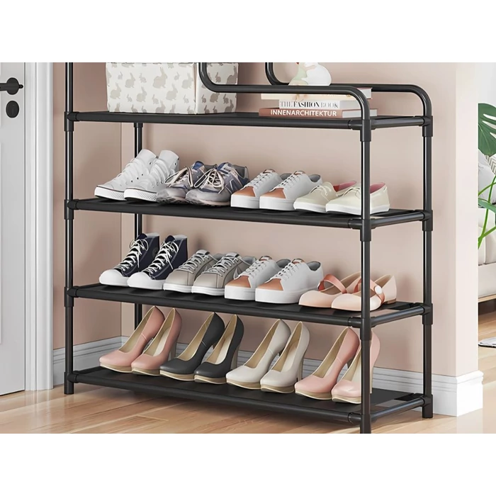 5 szintes cipőállvány, fekete