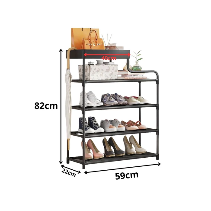 5 szintes cipőállvány, fekete