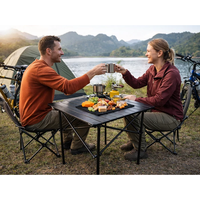 Összecsukható kempingasztal, 53 x 50 cm