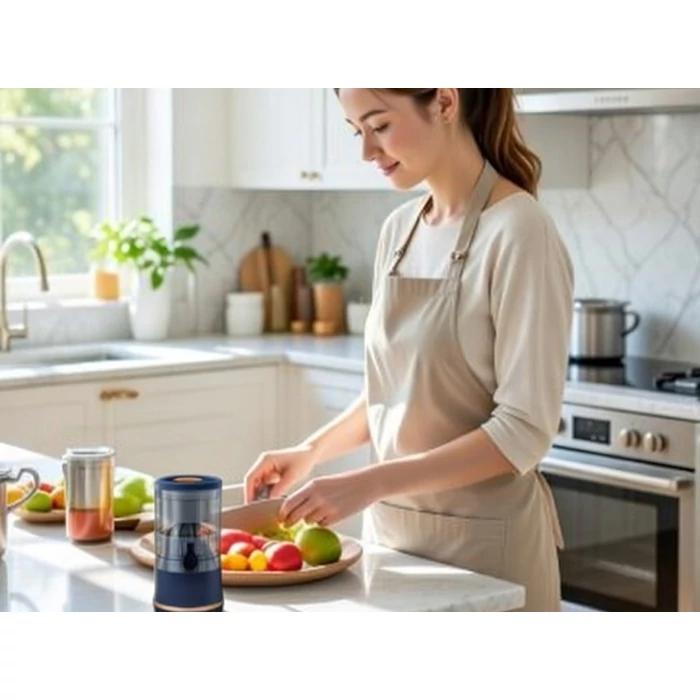 Akkumulátoros citrusprés USB-töltővel, 500 ml, kék