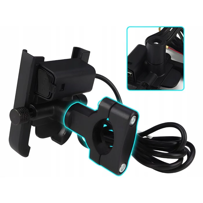 Motorkerékpár telefontartó USB-töltéssel
