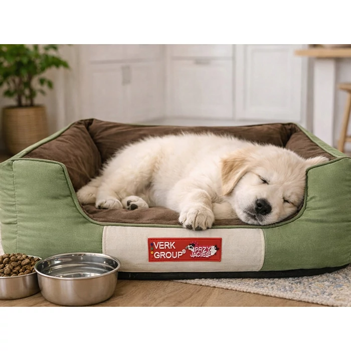 Oldalfalas kutya és macska fekhely, zöld, S