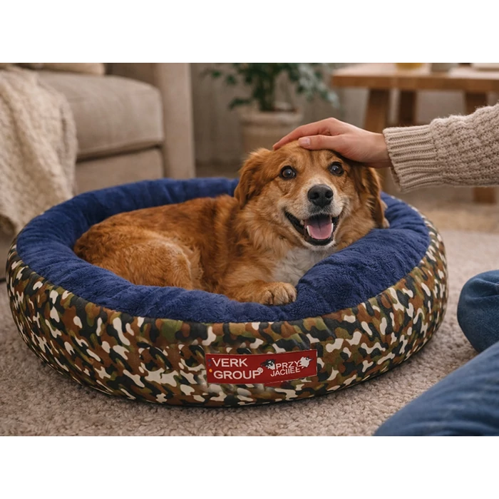 Kutya és macska fekhely megemelt oldalfallal, 53 X 35 cm, terepmintás