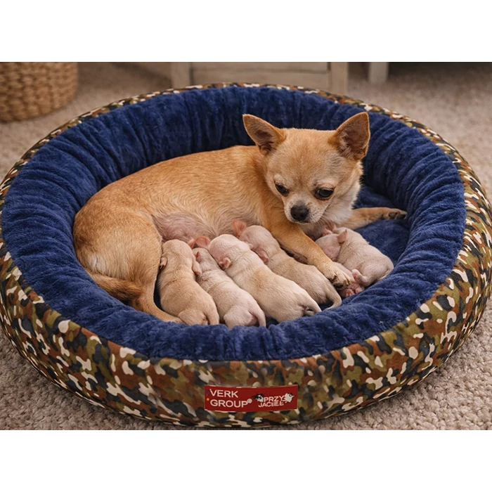 Kutya és macska fekhely megemelt oldalfallal, 53 X 35 cm, terepmintás