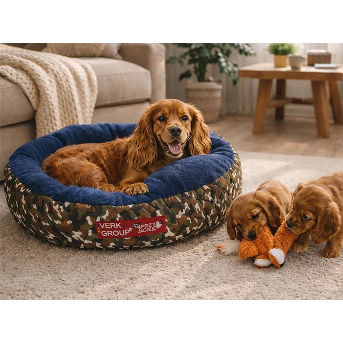 Kutya és macska fekhely megemelt oldalfallal, 53 X 35 cm, terepmintás