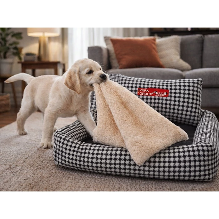 Kutyafekhely kisebb méretű kutyáknak, háttámlával, 60 x 50 cm