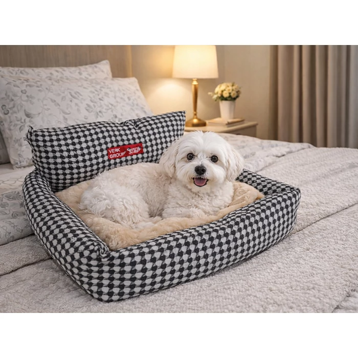 Kutyafekhely kisebb méretű kutyáknak, háttámlával, 60 x 50 cm