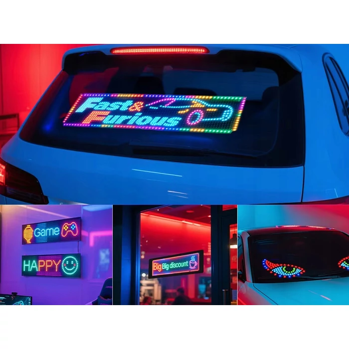 Színes, programozható információs LED-panel, 16 x 96 LED