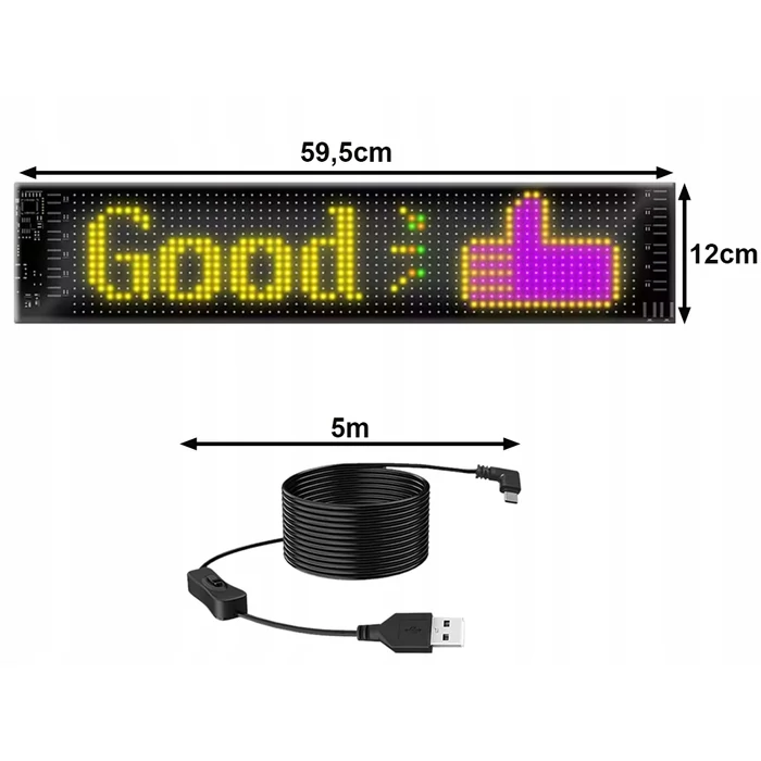 Színes, programozható információs LED-panel, 16 x 96 LED