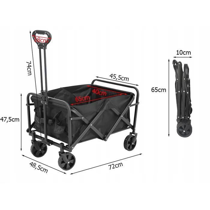 Összehajtható kerti- és kempingkocsi , 80 literes