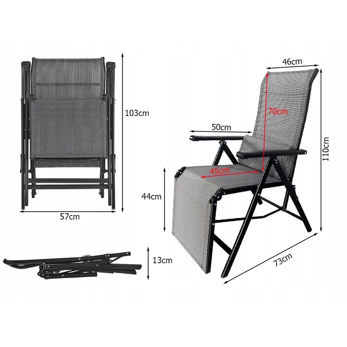 Összehajtható kerti nyugágy állítható háttámlával