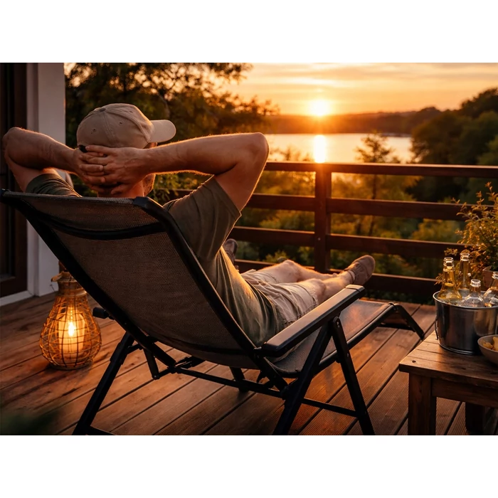 Összehajtható kerti nyugágy állítható háttámlával