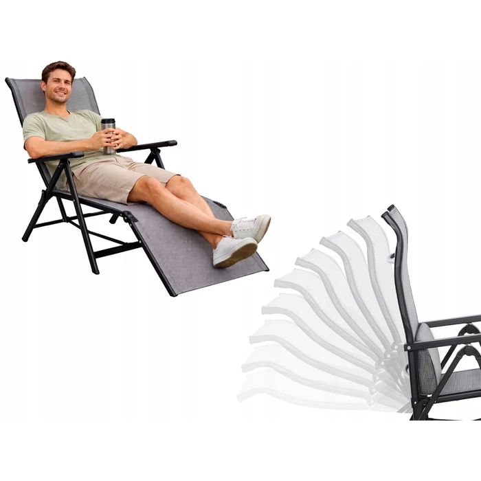 Összehajtható kerti nyugágy állítható háttámlával