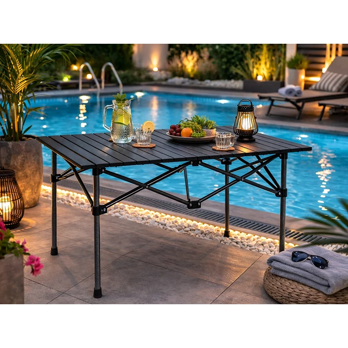 Összecsukható kempingasztal, 118 x 55 cm