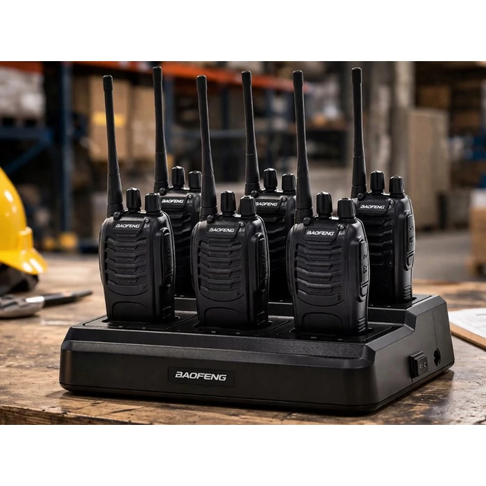 6 egységes Baofeng BF-888S töltőállomás rádiós távbeszélőkhöz
